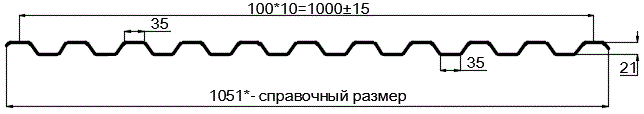 Фото: Профнастил оцинкованный С21 х 1000 (ОЦ-01-БЦ-0.45) в Кубинке