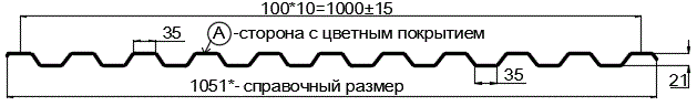 Фото: Профнастил С21 х 1000 - A (ПЭ-01-1014-0.4±0.08мм) в Кубинке